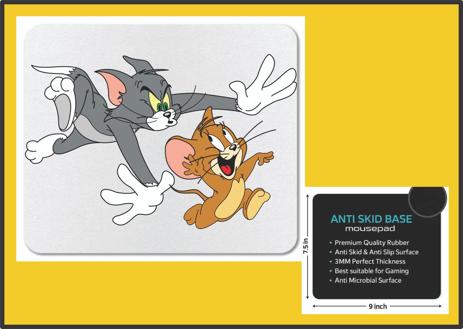 tom & jerry duo mouse pad for laptop & pc | gaming mousepad | non slip base mousepad (multicolor) tom & jerry duo mouse pad for laptop & pc | gaming mousepad | non slip base mousepad (multicolor)